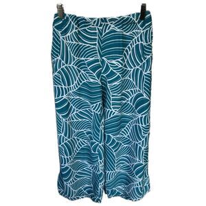 Makai Beach Hawaii All Over Tropical Leaves Elastic Waist Pockets Pants M